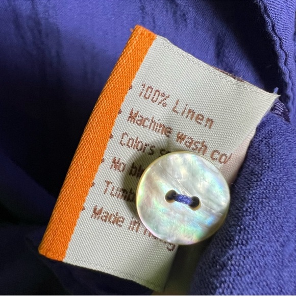 Fridaze purple Linen Redefined Sailor button blouse size M - Picture 4 of 5